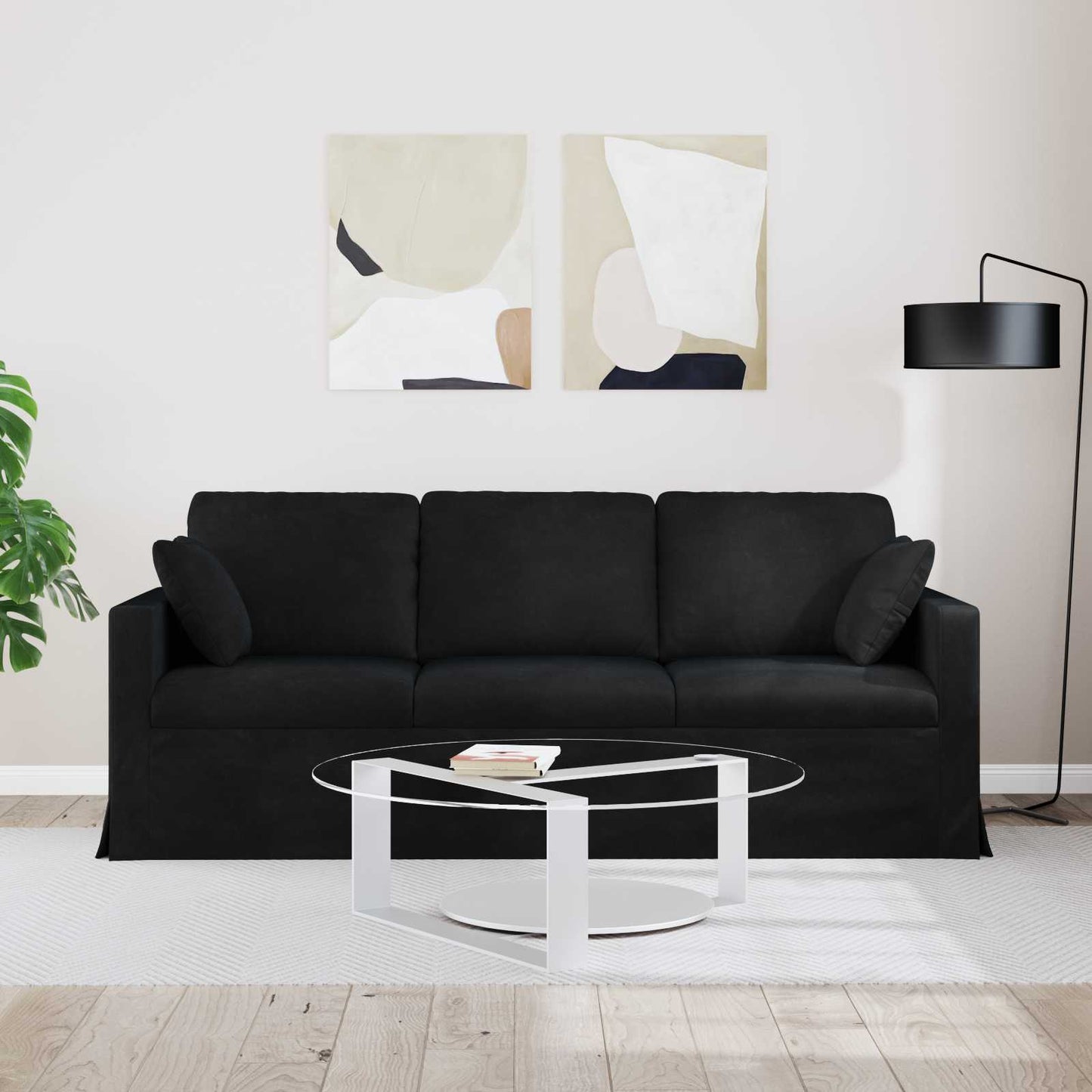 vidaXL Καναπές Μαύρο 198 x 78 x 80 εκ Βελούδο