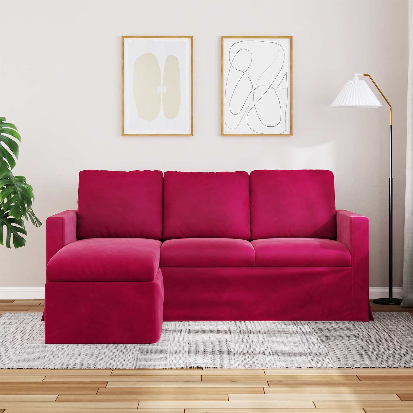 vidaXL Καναπές Κόκκινο 178 x 134 x 80 εκ Βελούδο