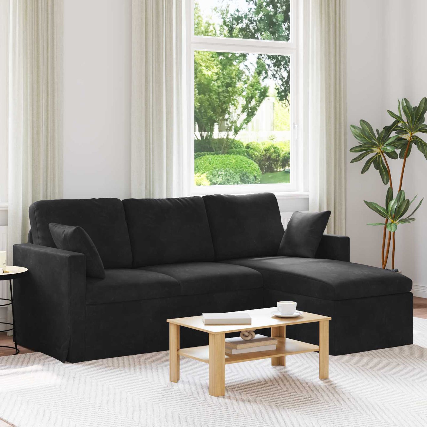 vidaXL Καναπές Μαύρο 198 x 134 x 80 εκ Βελούδο