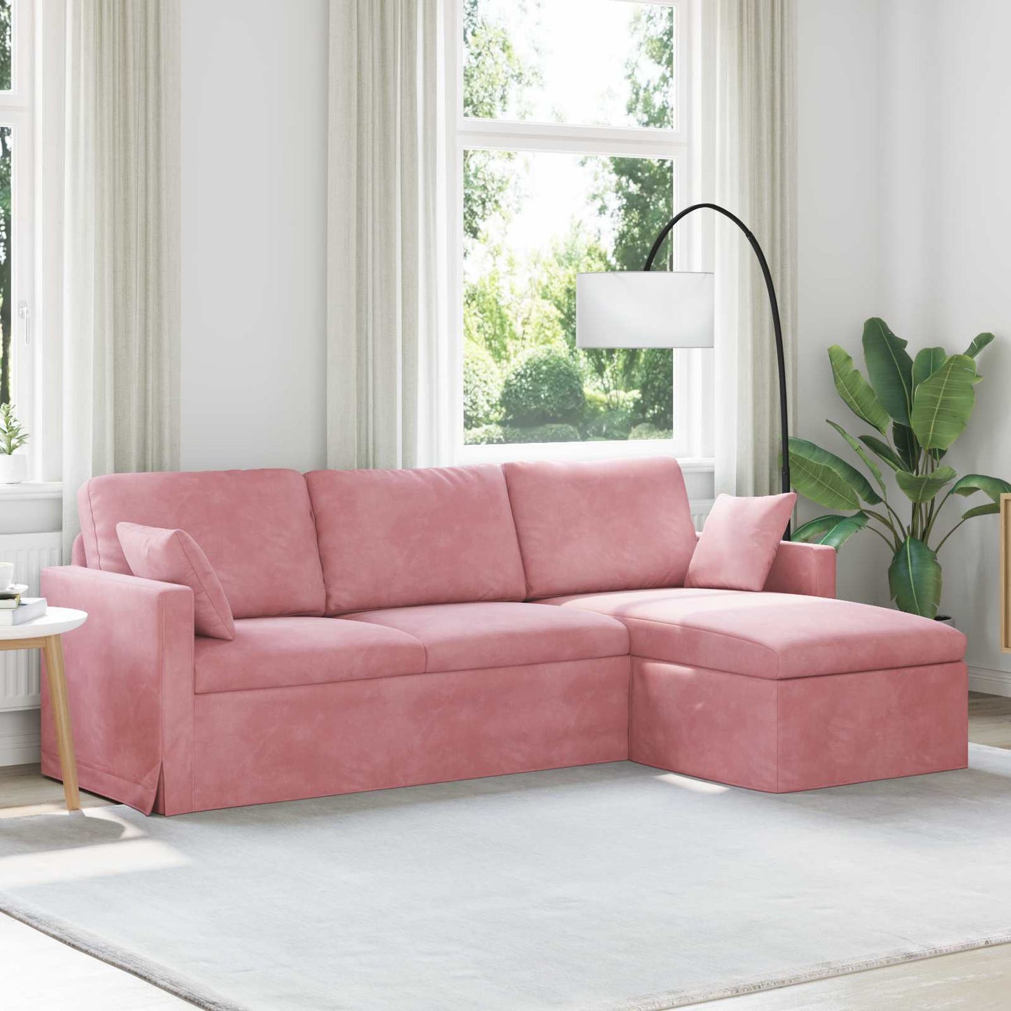vidaXL Καναπές Ροζ 228 x 134 x 80 εκ Βελούδο