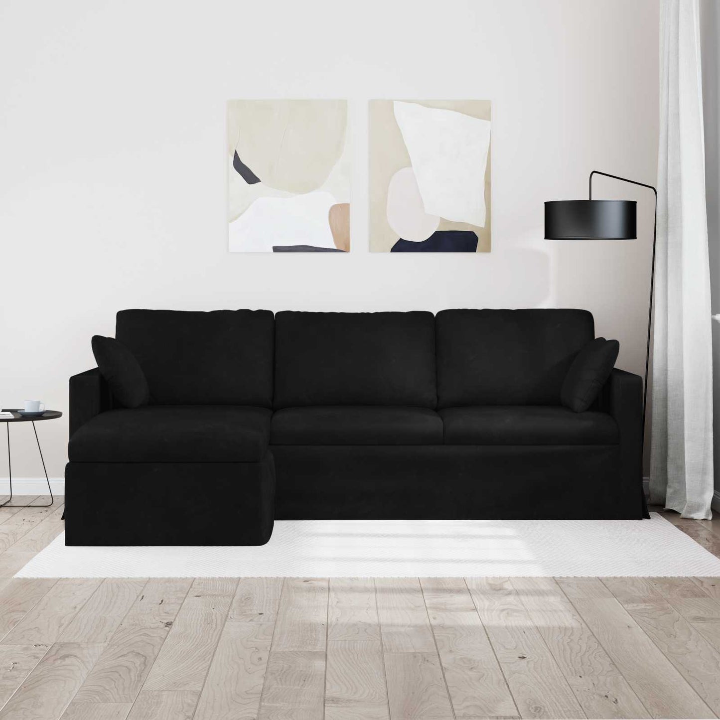 vidaXL Καναπές Μαύρο 228 x 134 x 80 εκ Βελούδο