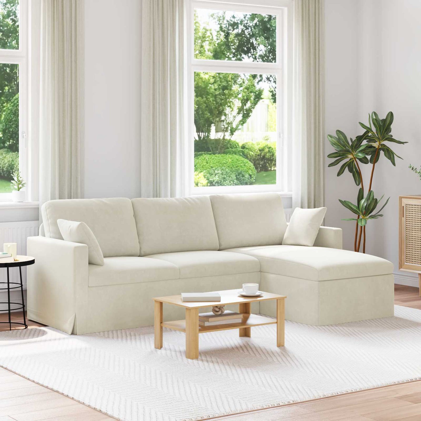 vidaXL Καναπές Κρεμ 228 x 134 x 80 εκ Βελούδο