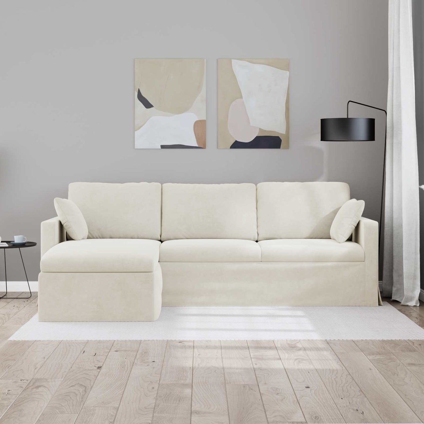 vidaXL Καναπές Κρεμ 228 x 134 x 80 εκ Βελούδο