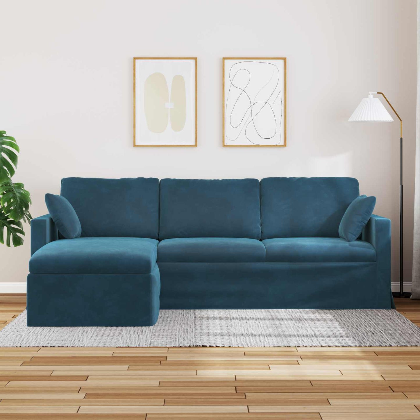 vidaXL Καναπές Μπλε 228 x 134 x 80 εκ Βελούδο