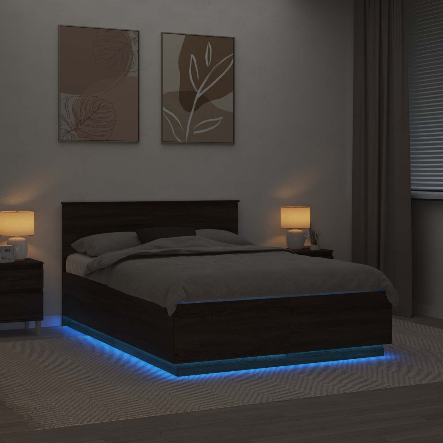 vidaXL Σκελετός Κρεβατιού Καφέ δρυς 150 x 200 cm Επεξεργασμένο Ξύλο