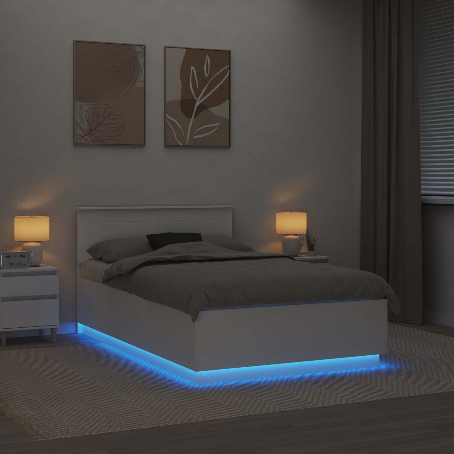 vidaXL Σκελετός Κρεβατιού Λευκό 135 x 190 cm Επεξεργασμένο Ξύλο