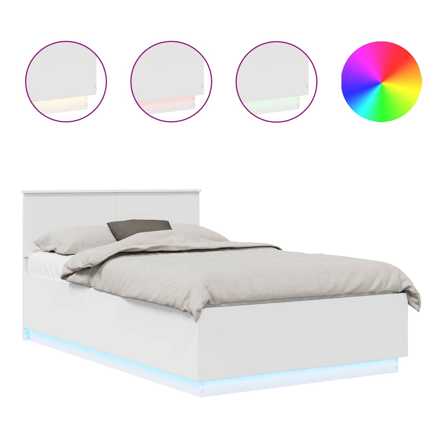vidaXL Σκελετός Κρεβατιού Λευκό 135 x 190 cm Επεξεργασμένο Ξύλο