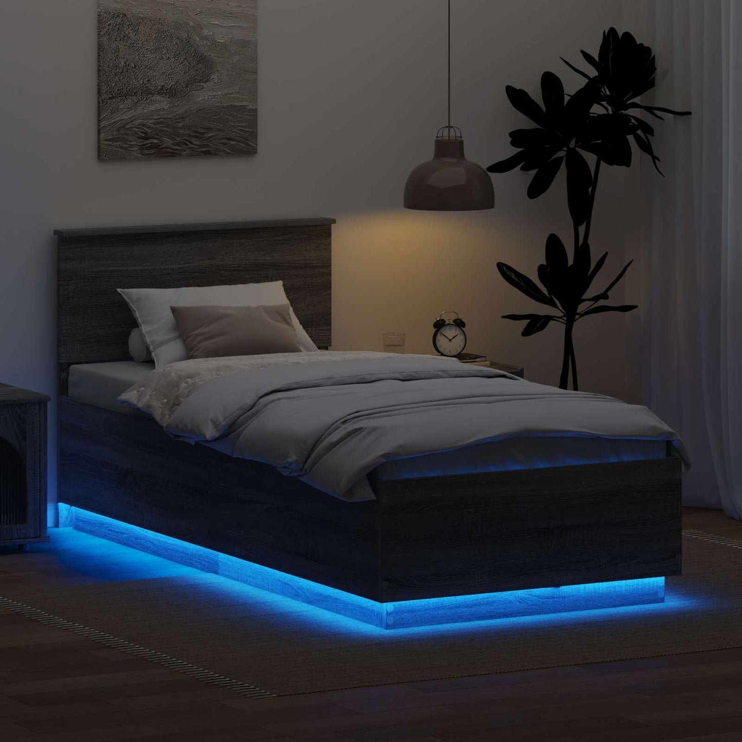 vidaXL Σκελετός Κρεβατιού Γκρίζο Σονομα 70 x 190 cm Επεξεργασμένο Ξύλο