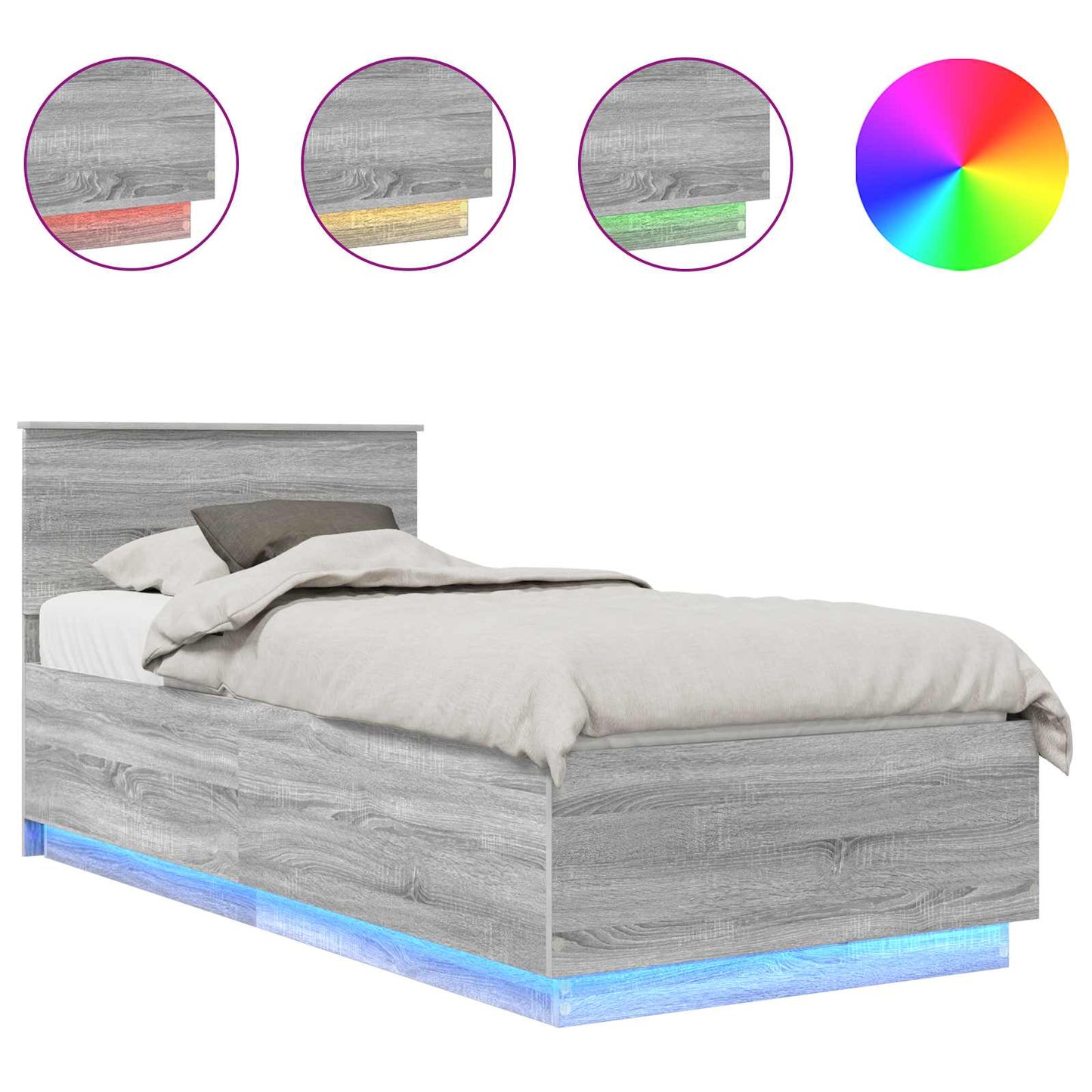 vidaXL Σκελετός Κρεβατιού Γκρίζο Σονομα 70 x 190 cm Επεξεργασμένο Ξύλο