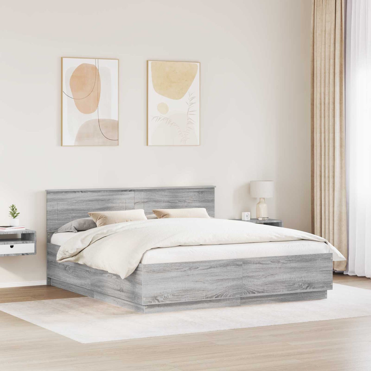 vidaXL Σκελετός Κρεβατιού Γκρι Sonoma 200 x 200 cm Επεξεργασμένο Ξύλο