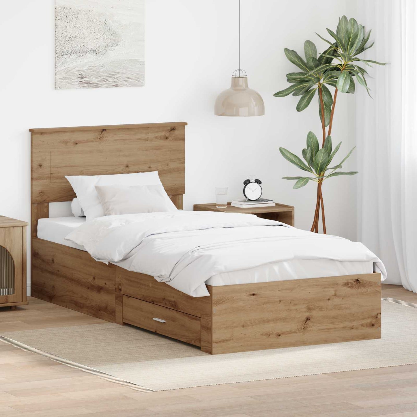 vidaXL Σκελετός Κρεβατιού Artisan Oak 100 x 200 cm Επεξεργασμένο Ξύλο