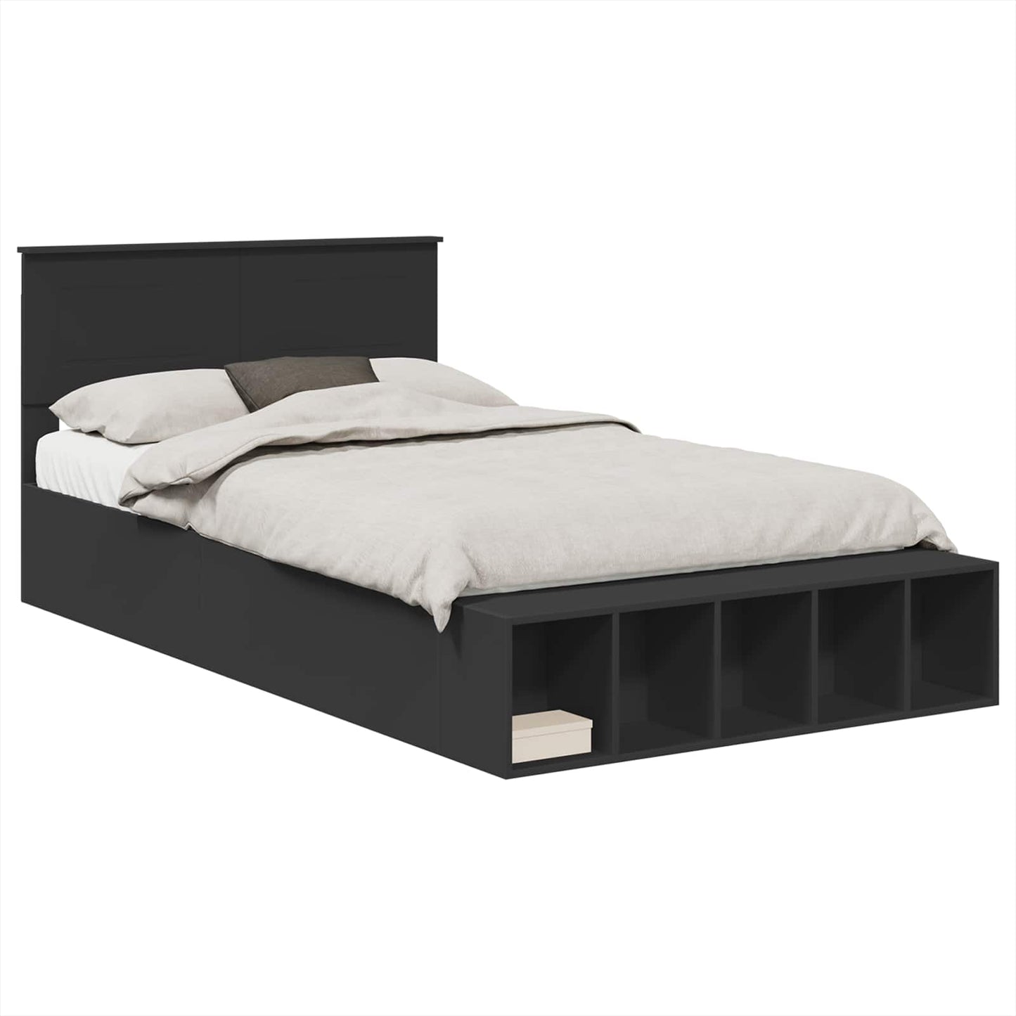 vidaXL Σκελετός Κρεβατιού Μαύρο 135 x 190 cm Επεξεργασμένο Ξύλο