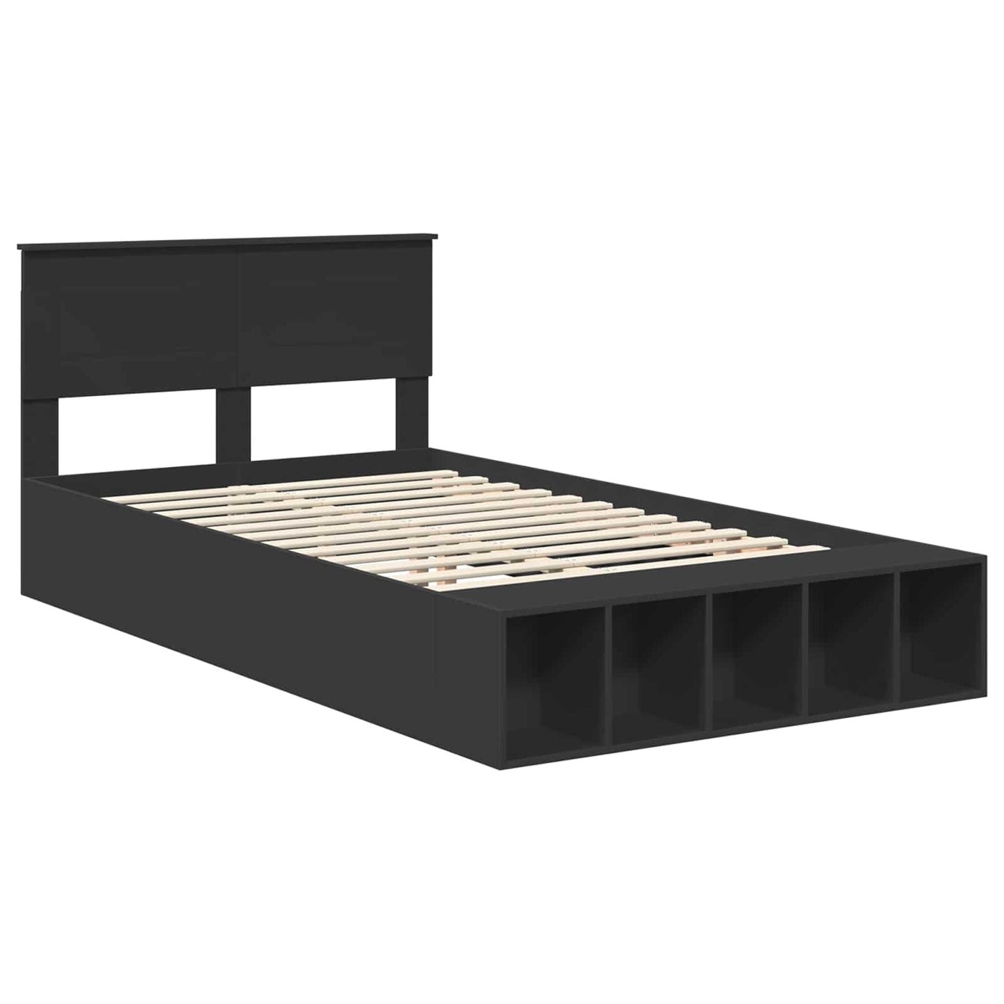 vidaXL Σκελετός Κρεβατιού Μαύρο 135 x 190 cm Επεξεργασμένο Ξύλο