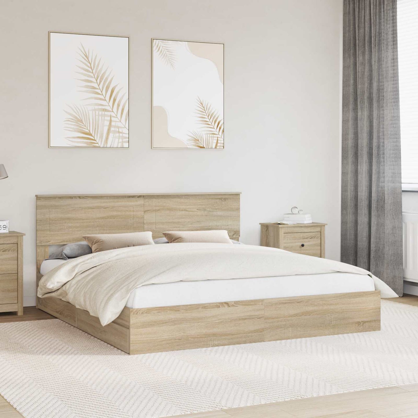 vidaXL Κρεβάτι Αποθήκης Δρύς Sonoma 180 x 200 cm Επεξεργασμένο ξύλο