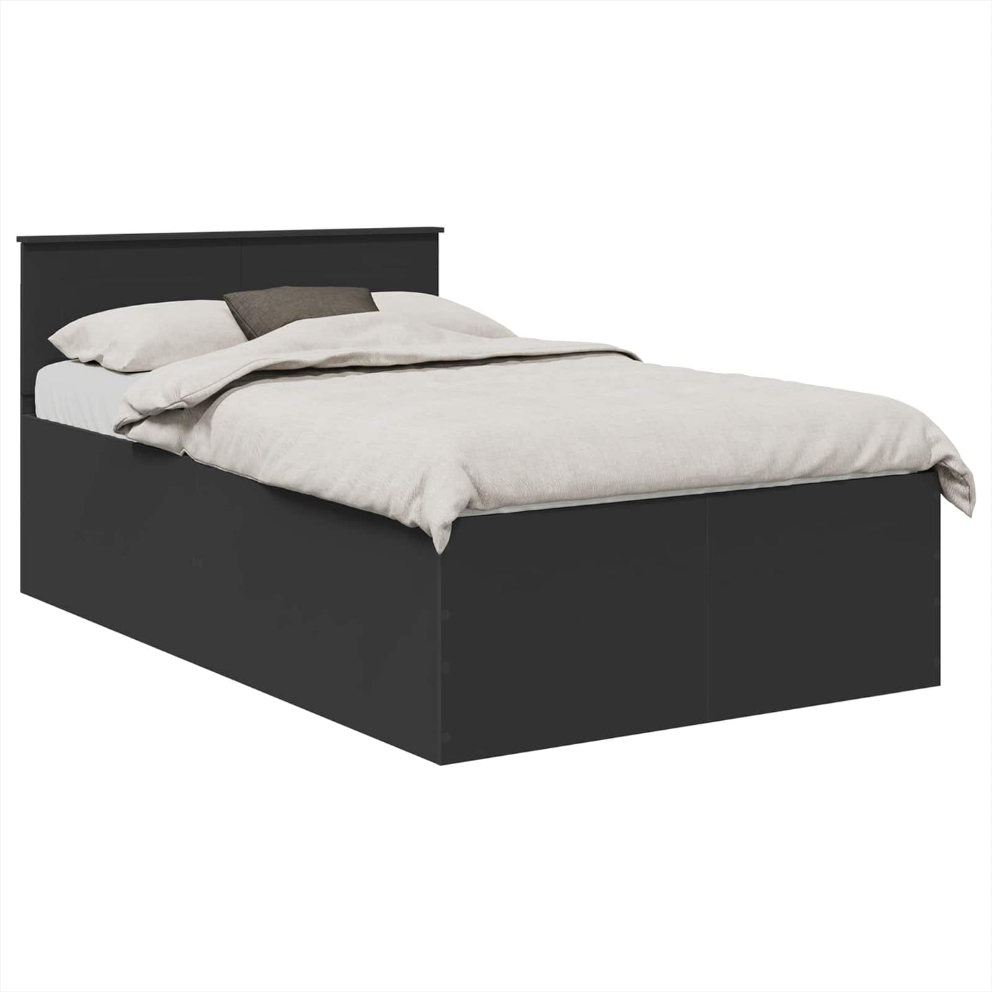 vidaXL Σκελετός Κρεβατιού Μαύρο 135 x 190 cm Επεξεργασμένο Ξύλο