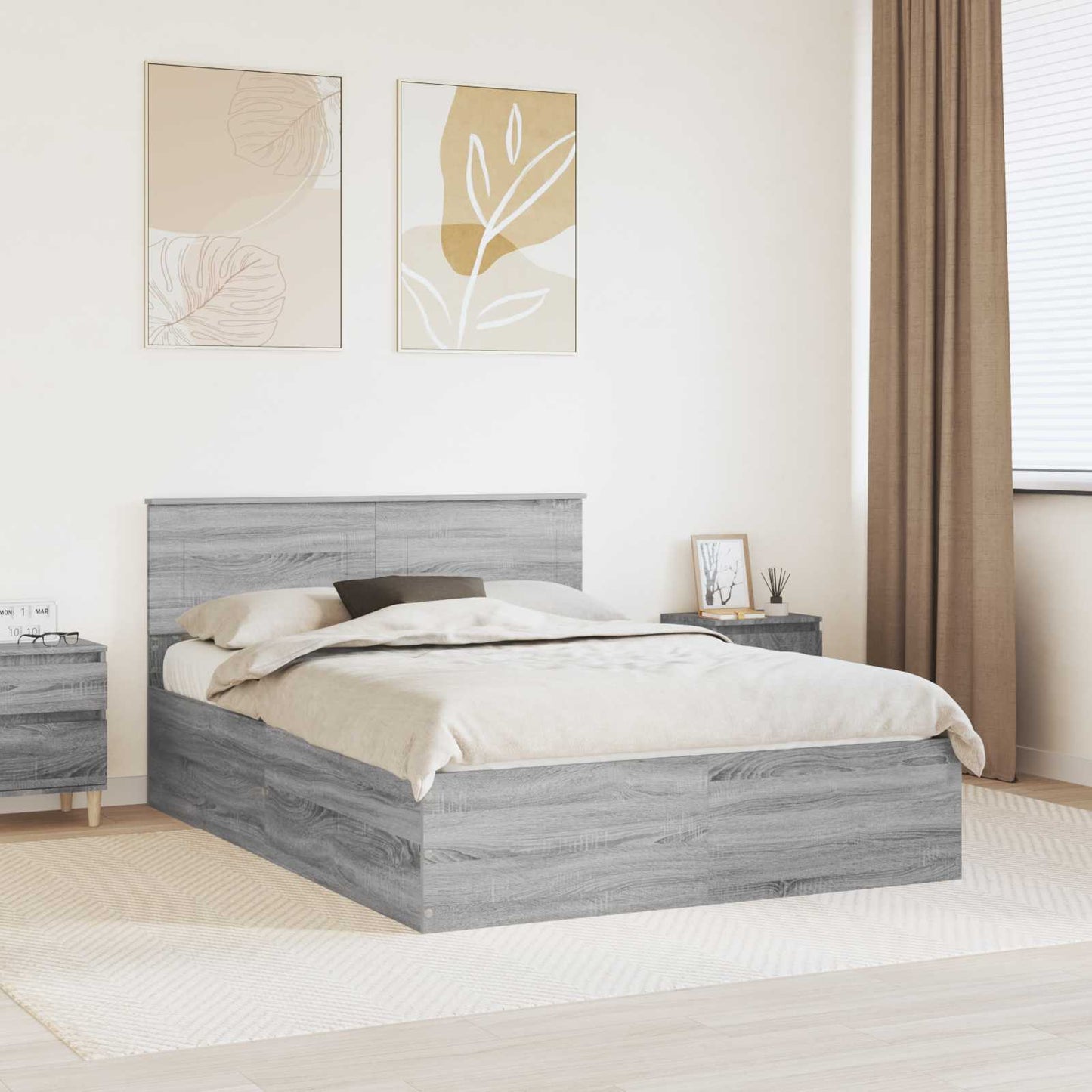 vidaXL Σκελετός Κρεβατιού Γκρι Sonoma 150 x 200 cm Επεξεργασμένο Ξύλο