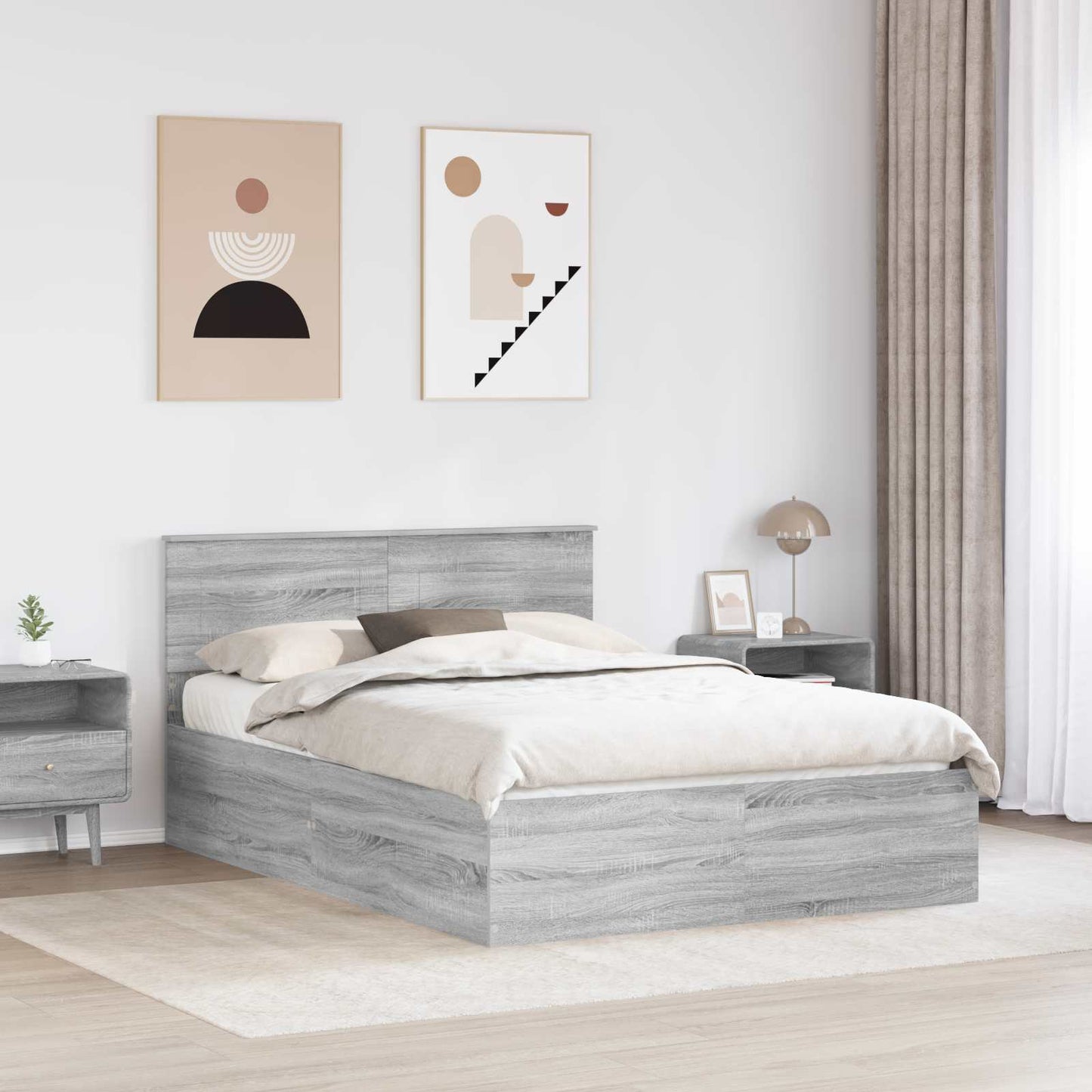 vidaXL Σκελετός Κρεβατιού Γκρι Sonoma 150 x 200 cm Επεξεργασμένο Ξύλο