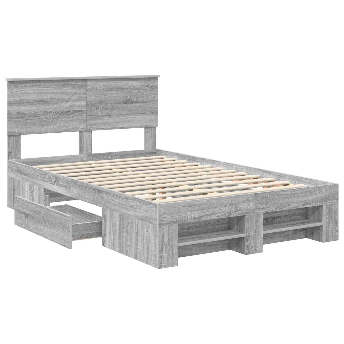 vidaXL Σκελετός Κρεβατιού Γκρίζο Σονομα 135 x 190 cm
