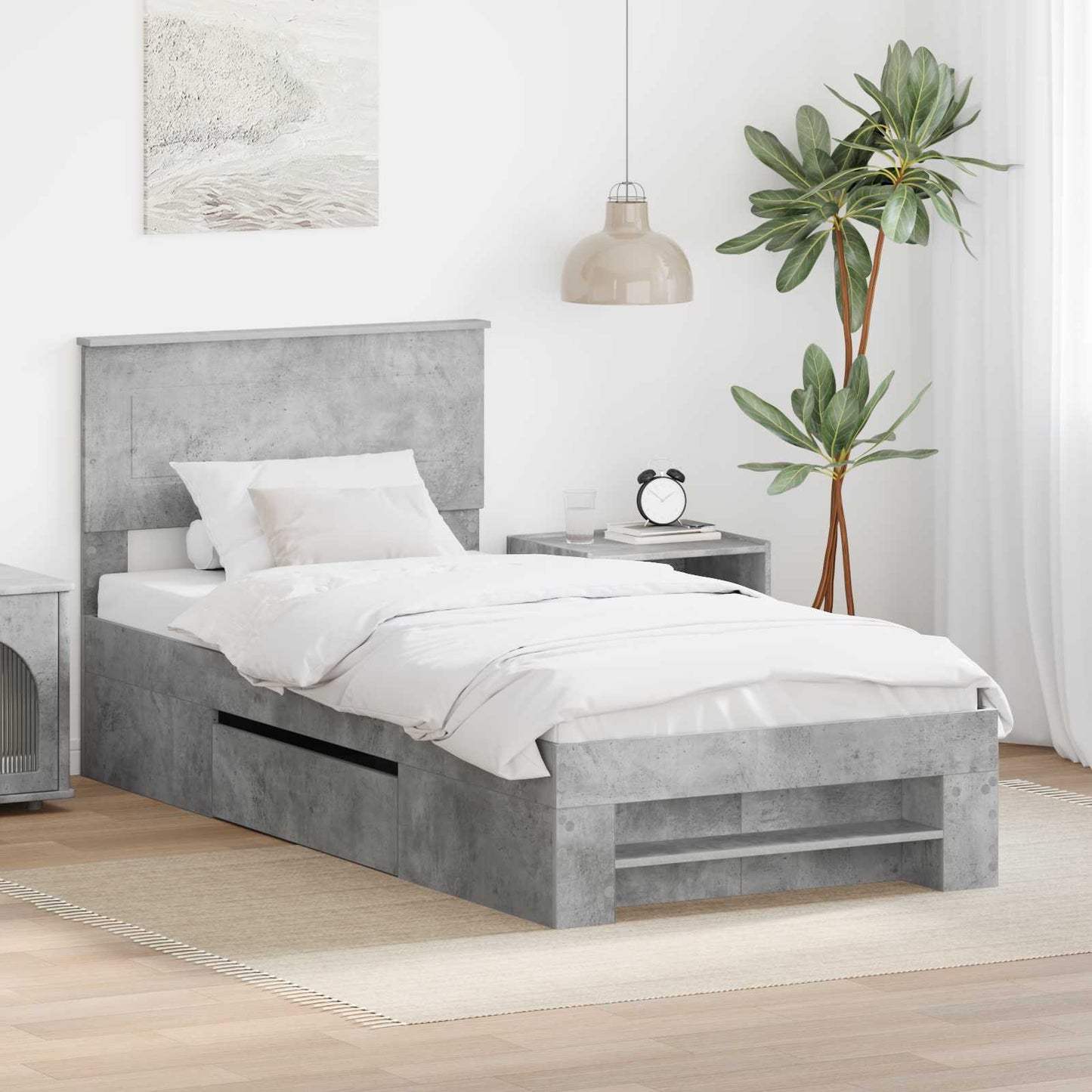 vidaXL Σκελετός Κρεβατιού Σκυρόδεμα Γκρι 75 x 190 cm