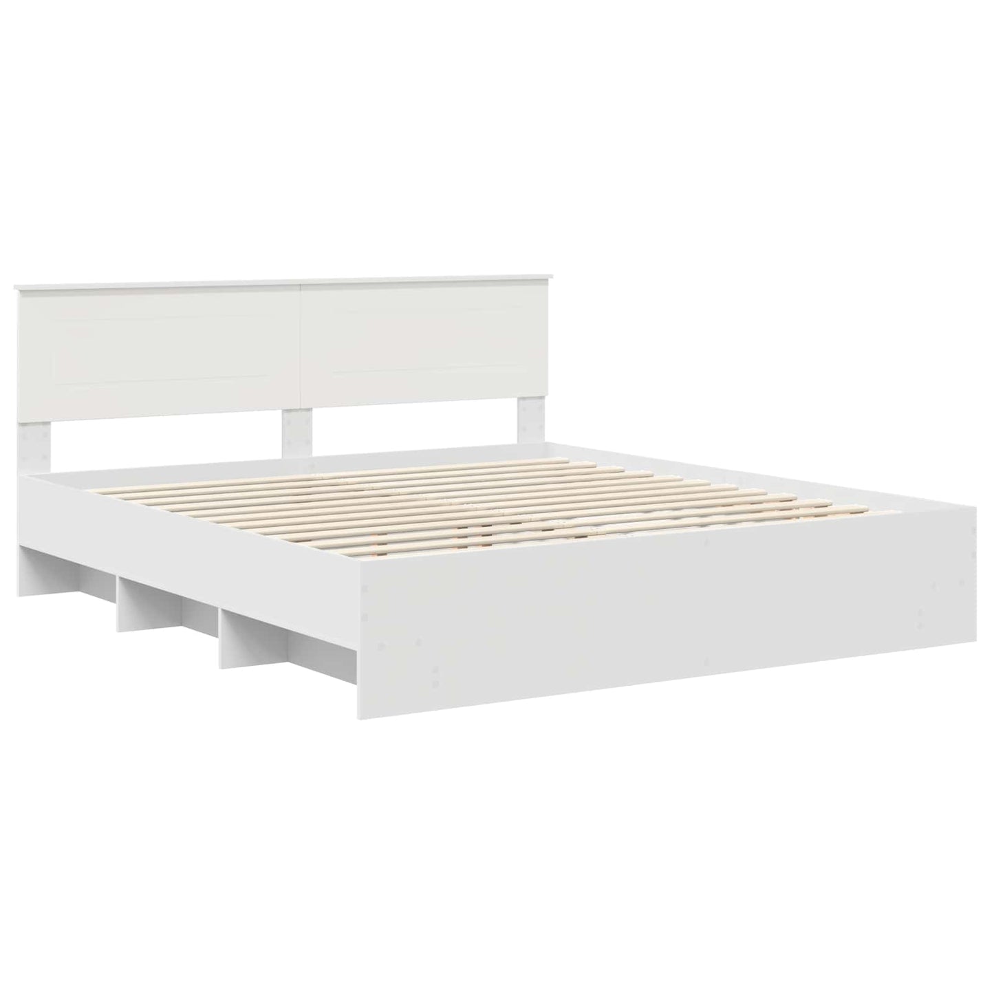 vidaXL Σκελετός Κρεβατιού Λευκό 200 x 200 cm Επεξεργασμένο Ξύλο