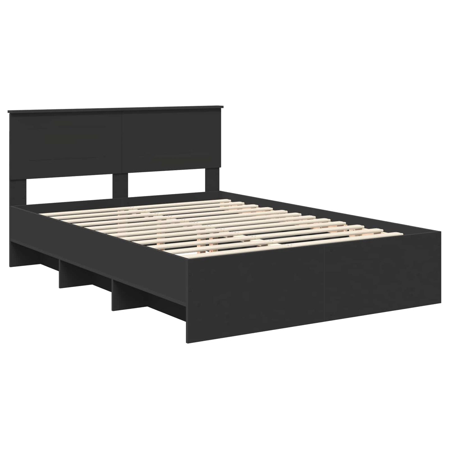 vidaXL Σκελετός Κρεβατιού Μαύρο 140 x 200 cm Επεξεργασμένο Ξύλο