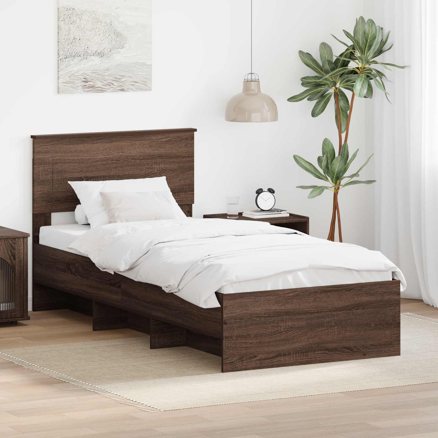 vidaXL Σκελετός Κρεβατιού Καφέ Ξύλο Δρυός 75 x 190 cm