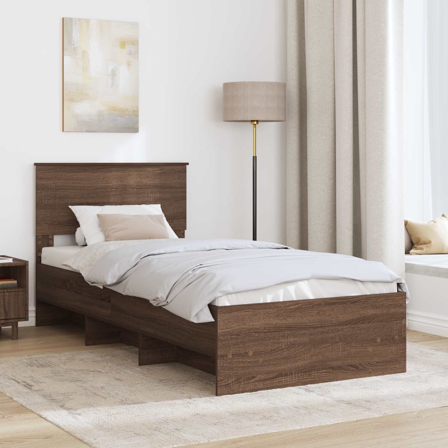 vidaXL Σκελετός Κρεβατιού Καφέ Ξύλο Δρυός 75 x 190 cm