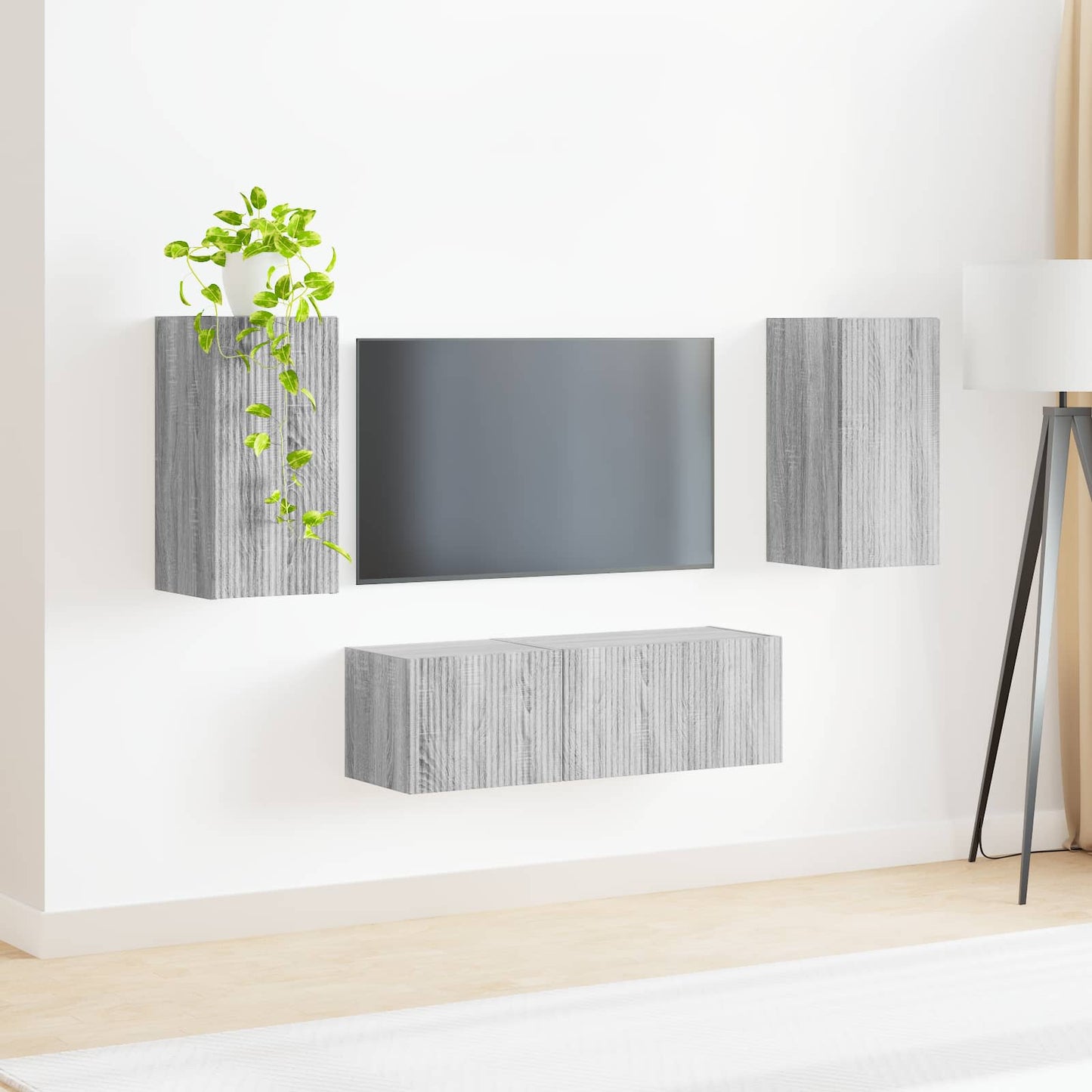 vidaXL Σετ τοίχου για τηλεόραση 4 τμχ. 30 x 31 x 60 εκ Γκρι Sonoma