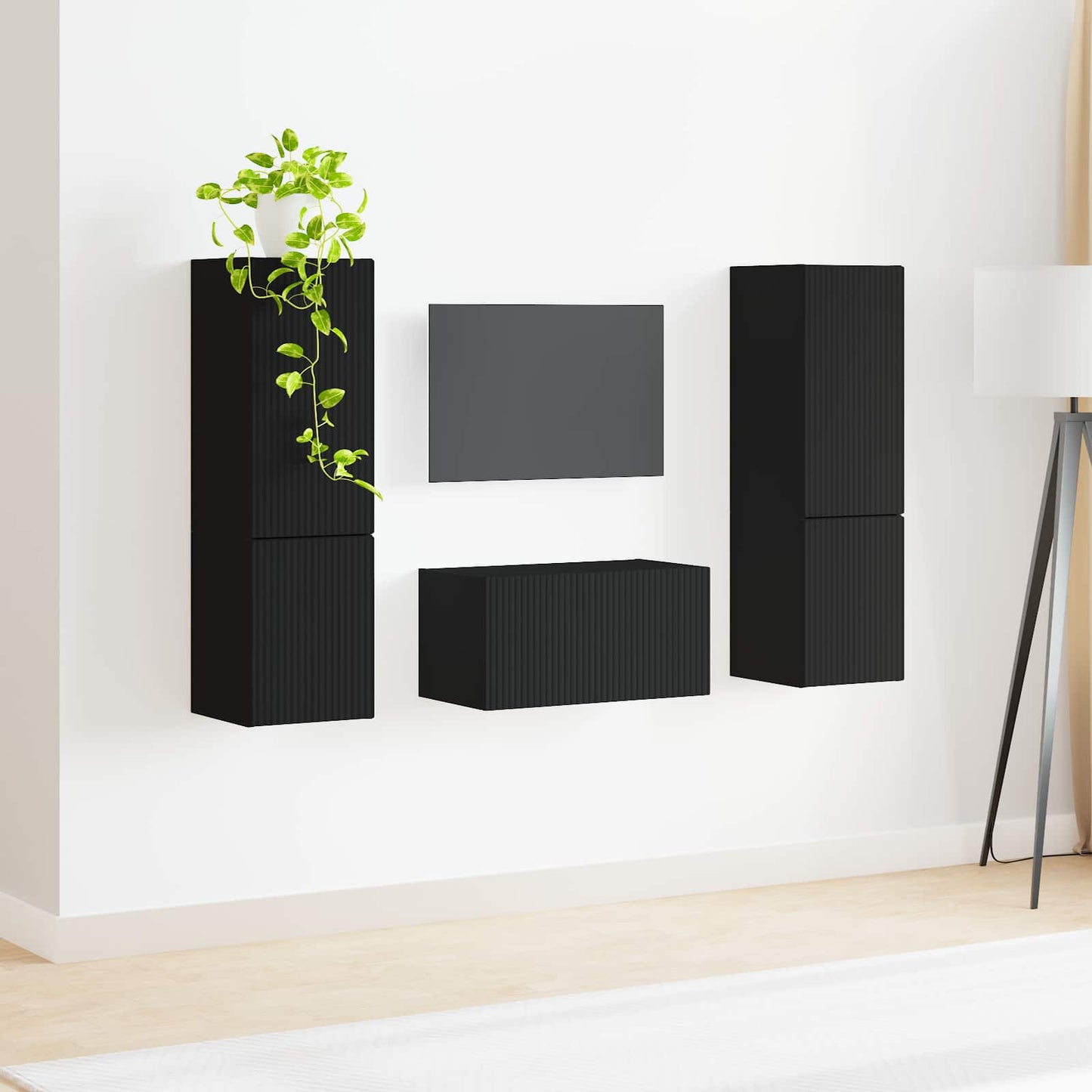 vidaXL Σετ επίπλου τηλεόρασης 5 pcs Μαύρο Επεξεργασμένο Ξύλο