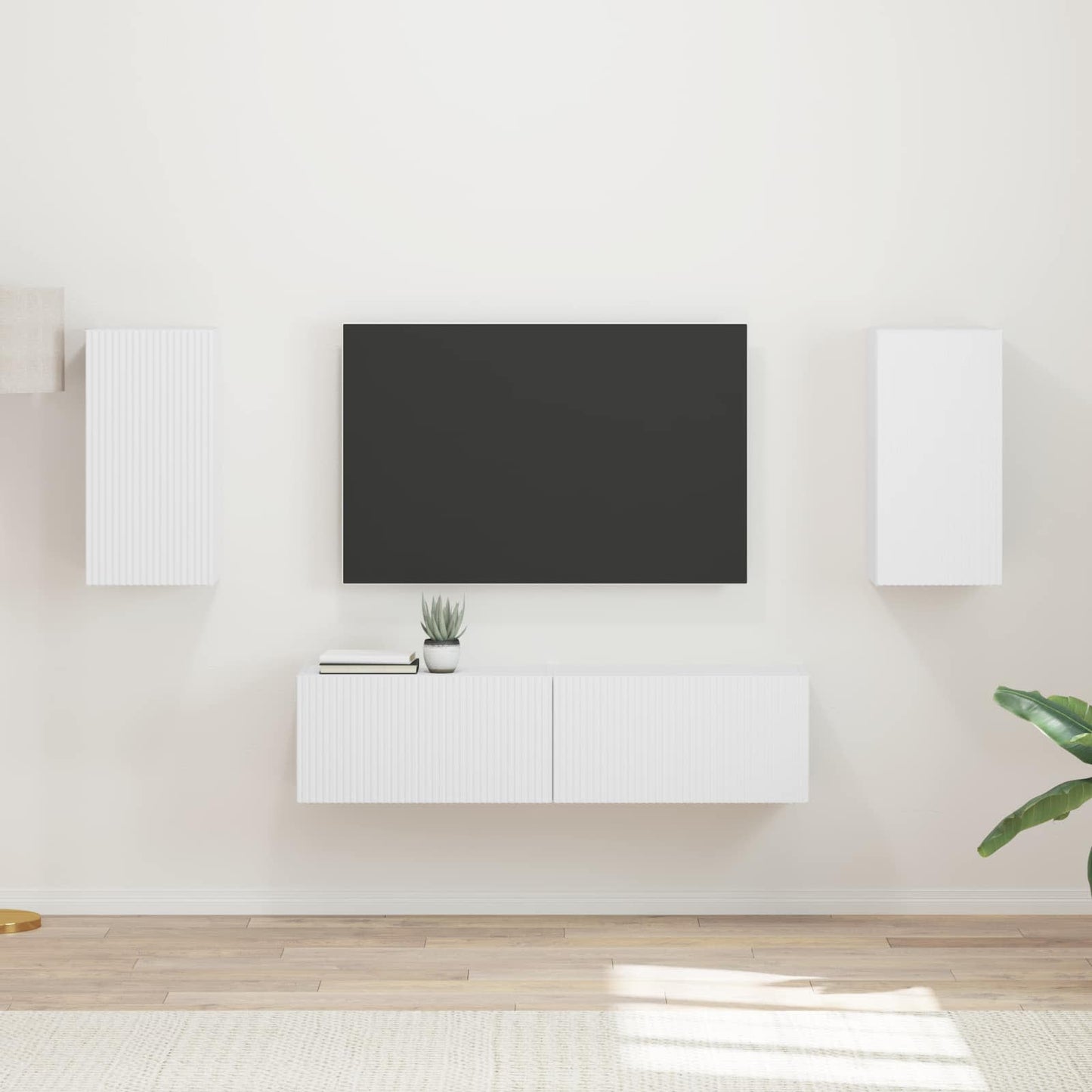 vidaXL Σετ επίπλου τηλεόρασης 4 pcs Λευκό Επεξεργασμένο ξύλο
