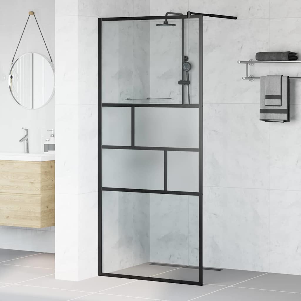 vidaXL Τοίχος Ντους Walk-in Μαύρο 87 x 195 x 0,5 cm