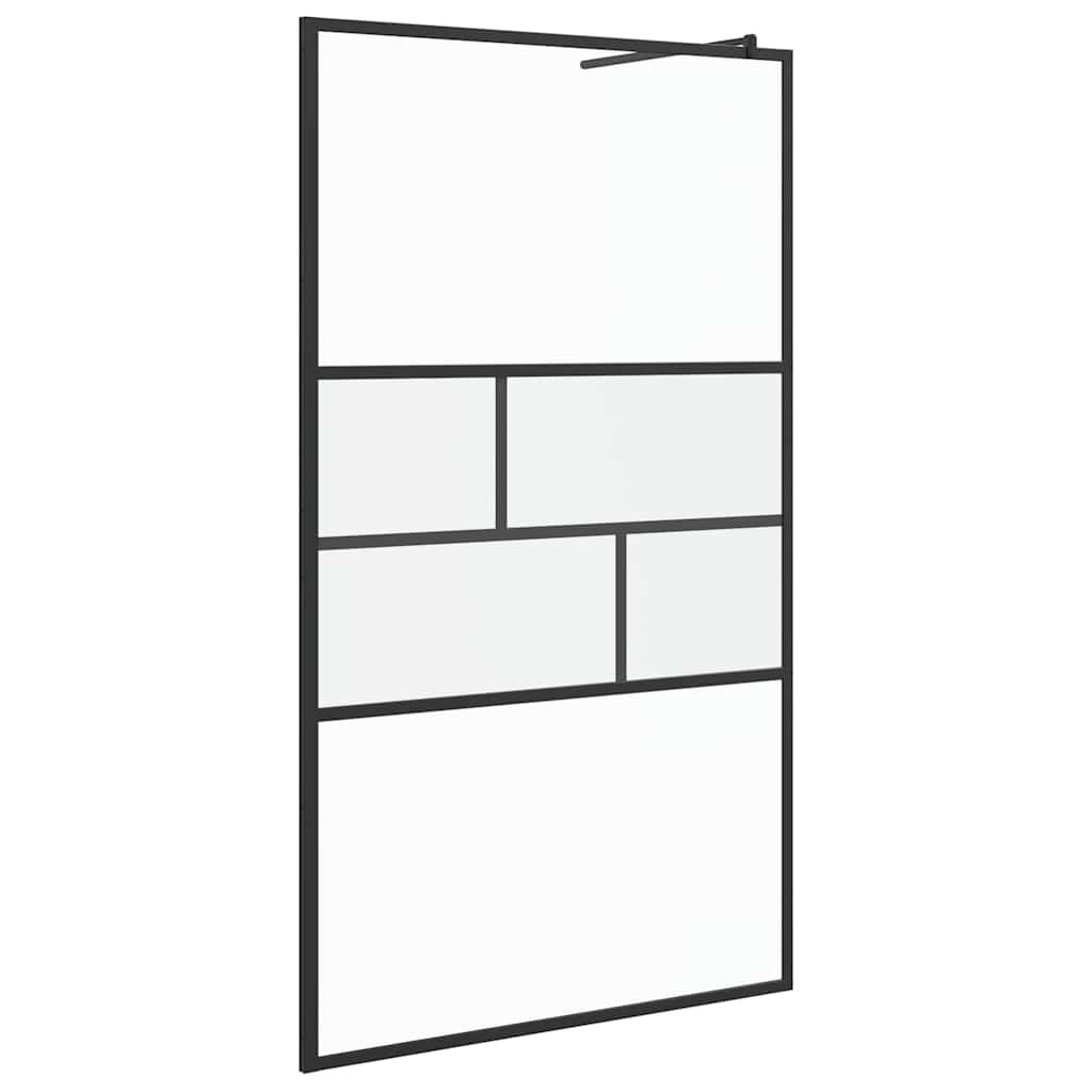 vidaXL Τοίχος Ντους Walk-in Μαύρο 112,5 x 195 x 0,5 cm