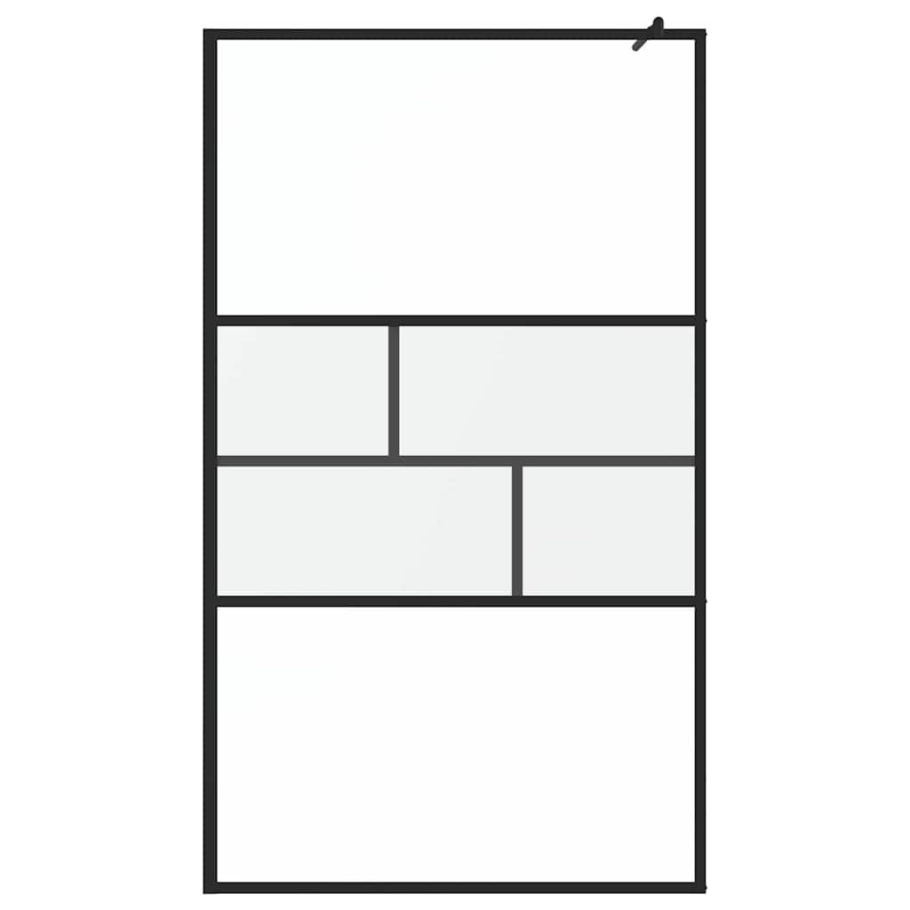 vidaXL Τοίχος Ντους Walk-in Μαύρο 112,5 x 195 x 0,5 cm