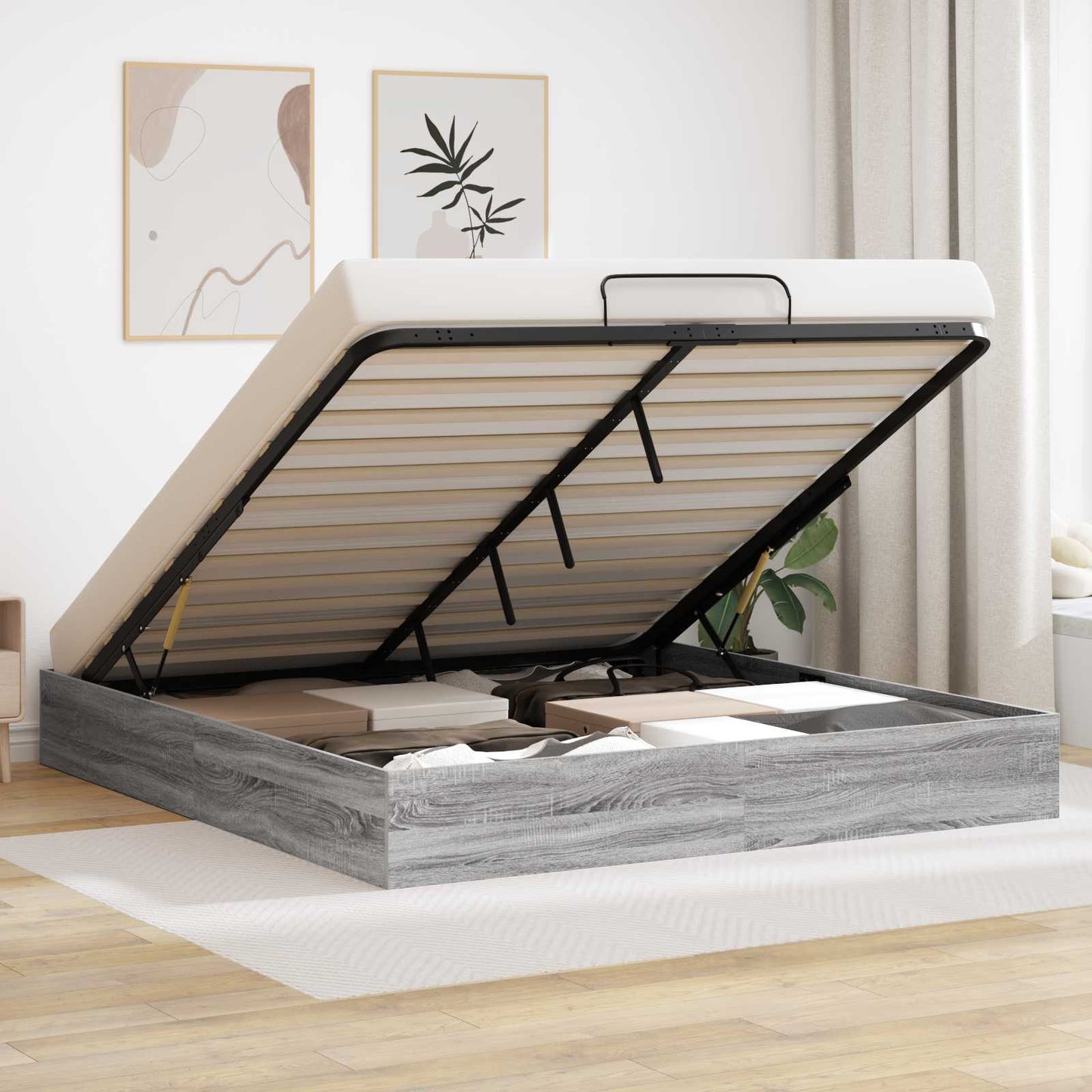vidaXL Κρεβάτι Οθωμανικού Τύπου Γκρι Sonoma 180 x 200 cm