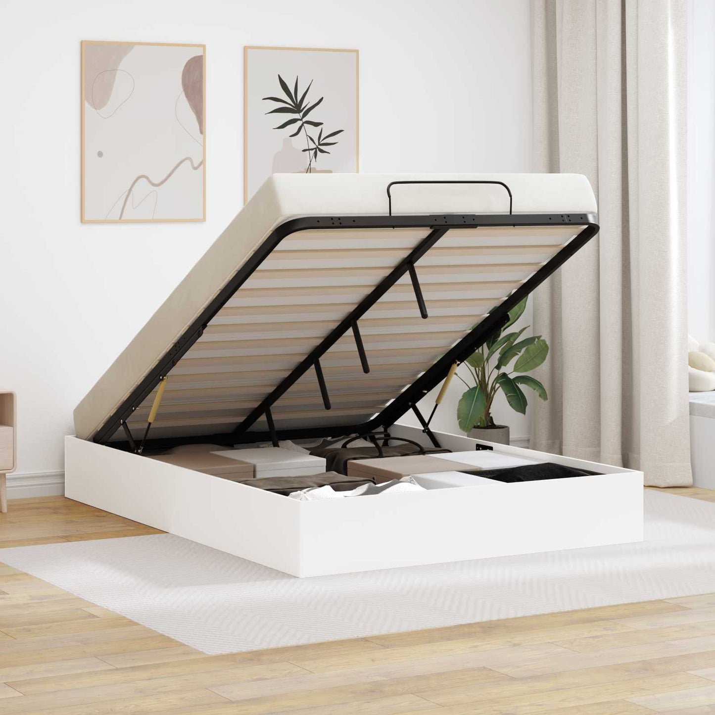 vidaXL Κρεβάτι Οθωμανικού Τύπου Λευκό 135 x 190 cm