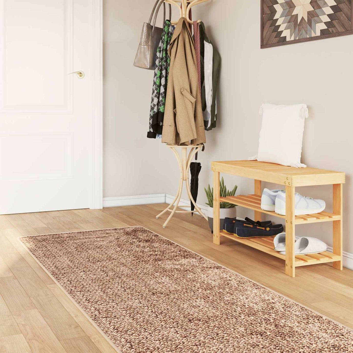 vidaXL Χαλί Runner MARSA Καφέ 100 x 300 cm Πολυέστερ και PVC