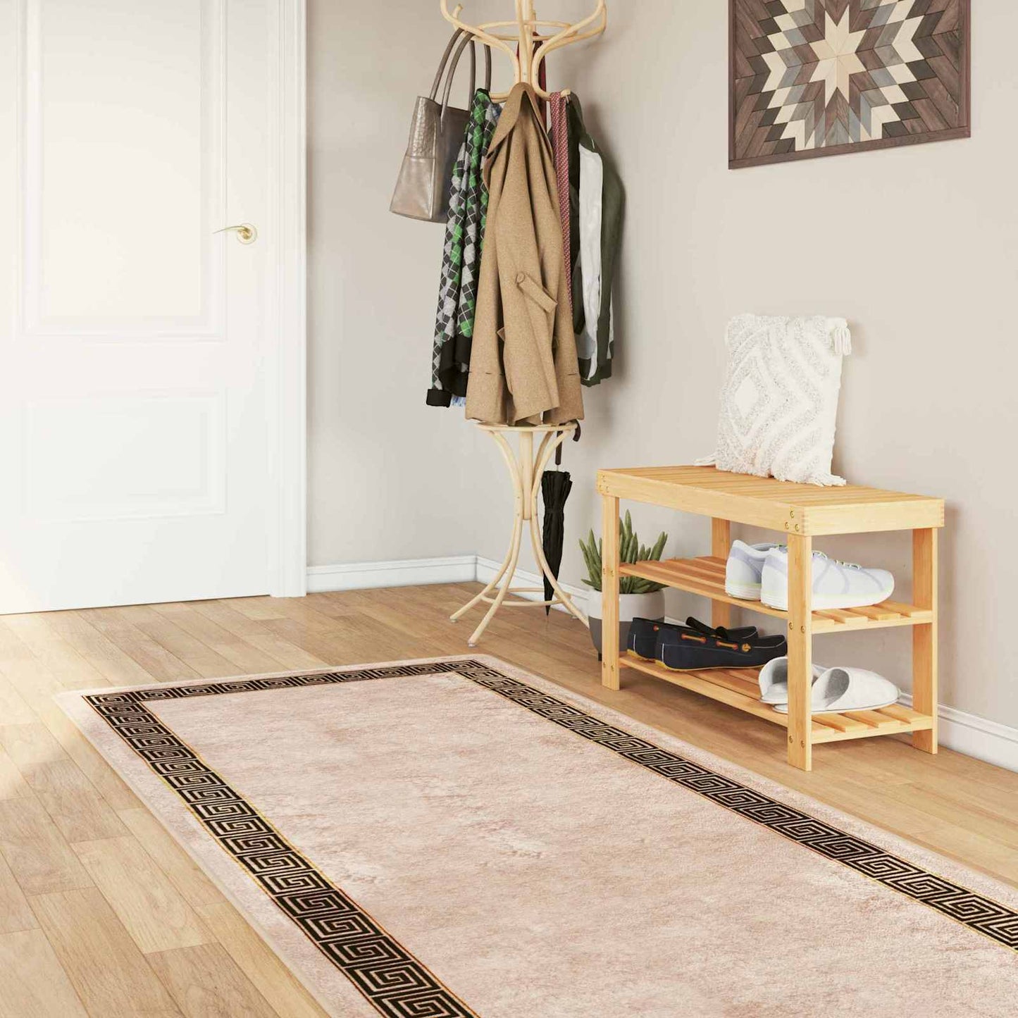 vidaXL Χαλί Runner MARSA Μπεζ και Μαύρο 100 x 350 εκ.