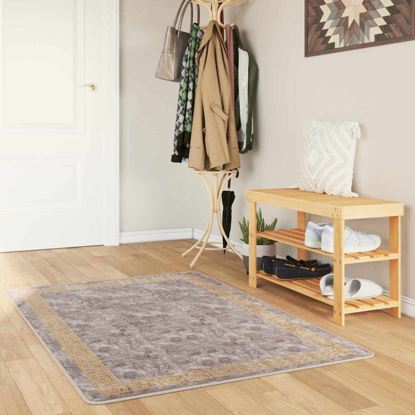 vidaXL Χαλί Runner MARSA Γκρι και Χρυσό 80 x 100 cm Πολυέστερ και PVC