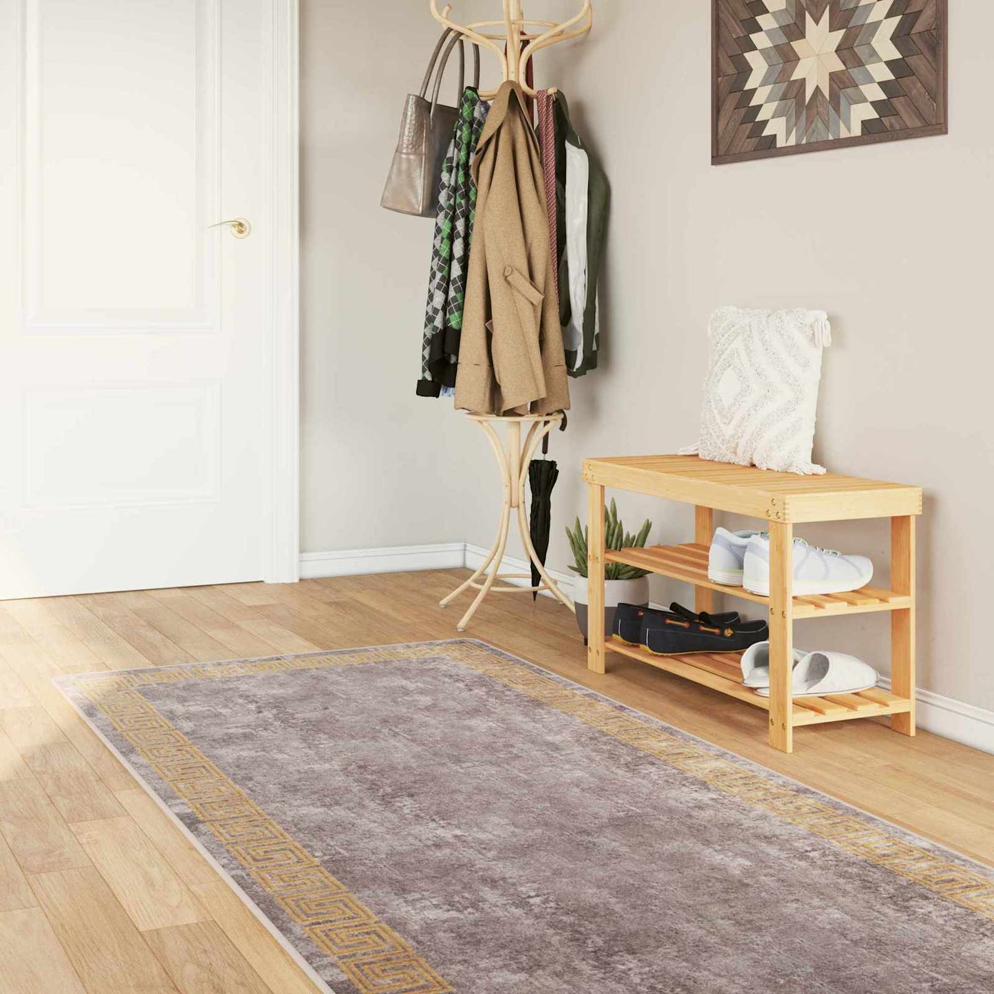 vidaXL Χαλί Runner MARSA Γκρι και Χρυσό 80 x 250 cm Πολυέστερ και PVC