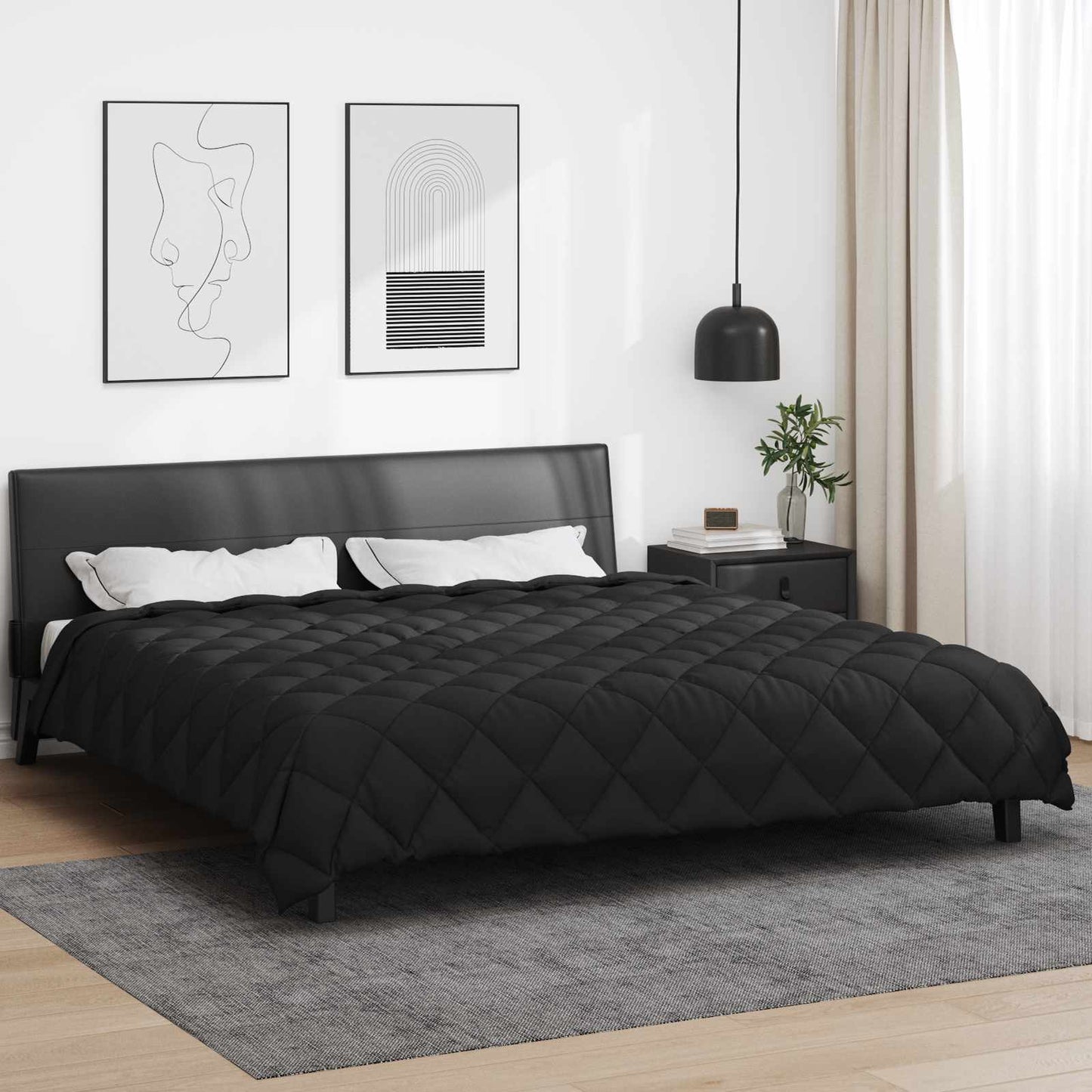 vidaXL Χειμερινό Παπλωματοθήκη Μαύρο 220 x 200 εκ Μικροΐνες