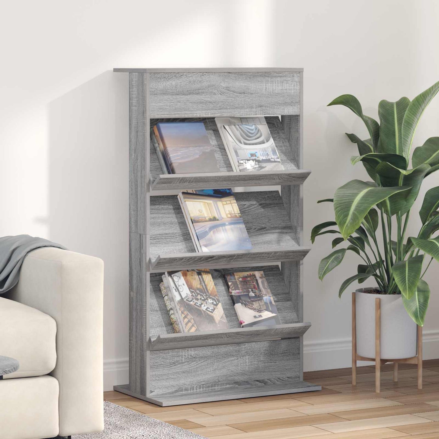 vidaXL Ράφι Περιοδικών Γκρίζο Σονομα 70 x 41 x 126 εκ.