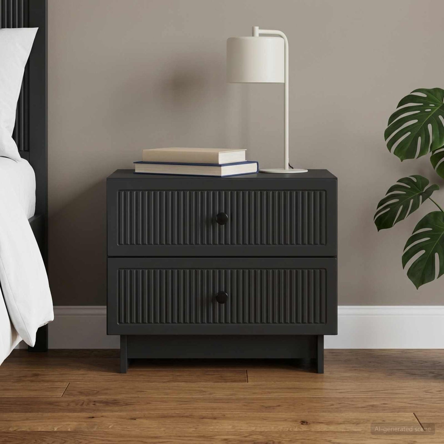 vidaXL Κομοδίνο Μαύρο 62 x 34,5 x 47,5 εκ Επεξεργασμένο Ξύλο