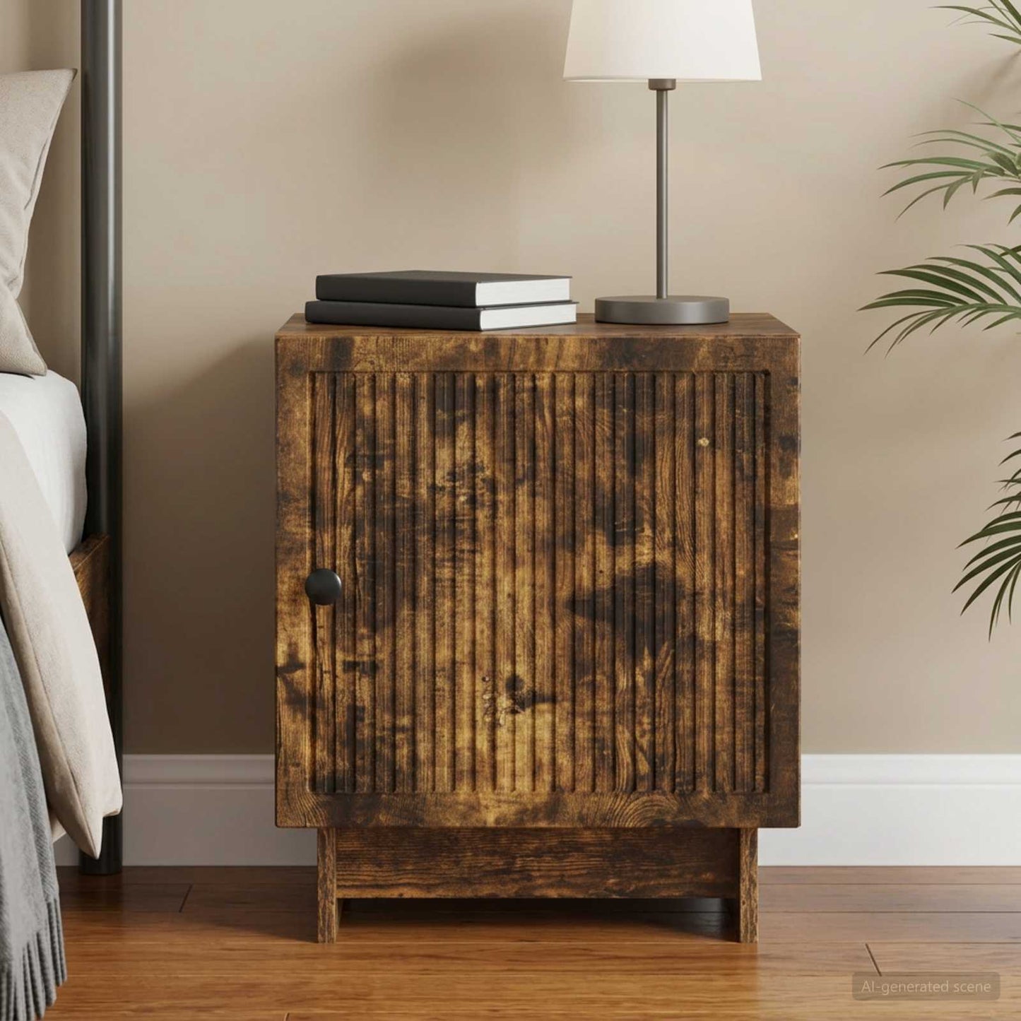 vidaXL Κομοδίνο Καπνισμένο Ξύλο Δρυός 43 x 34,5 x 50 εκ
