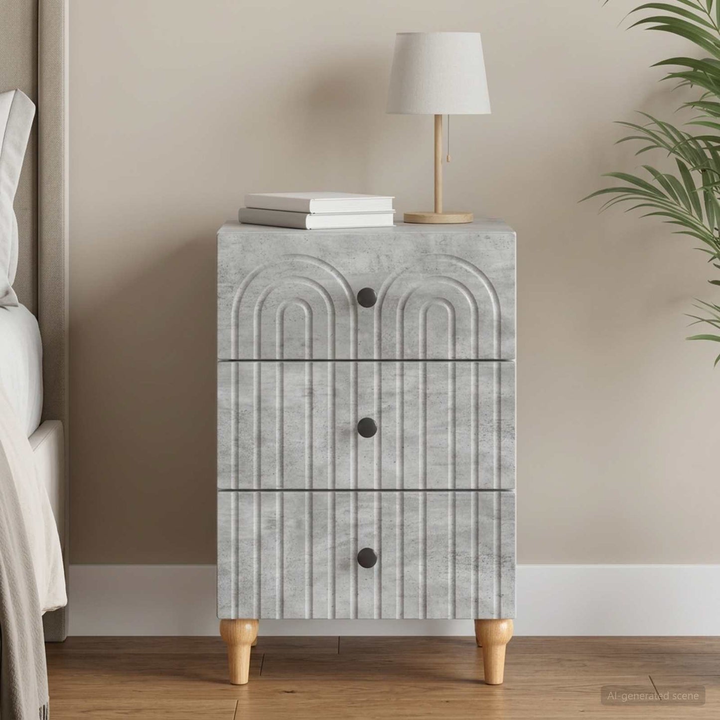vidaXL Κομοδίνο Γκρι Σκυροδέματος 43x 41 x 66,5 εκ Επεξεργασμένο Ξύλο