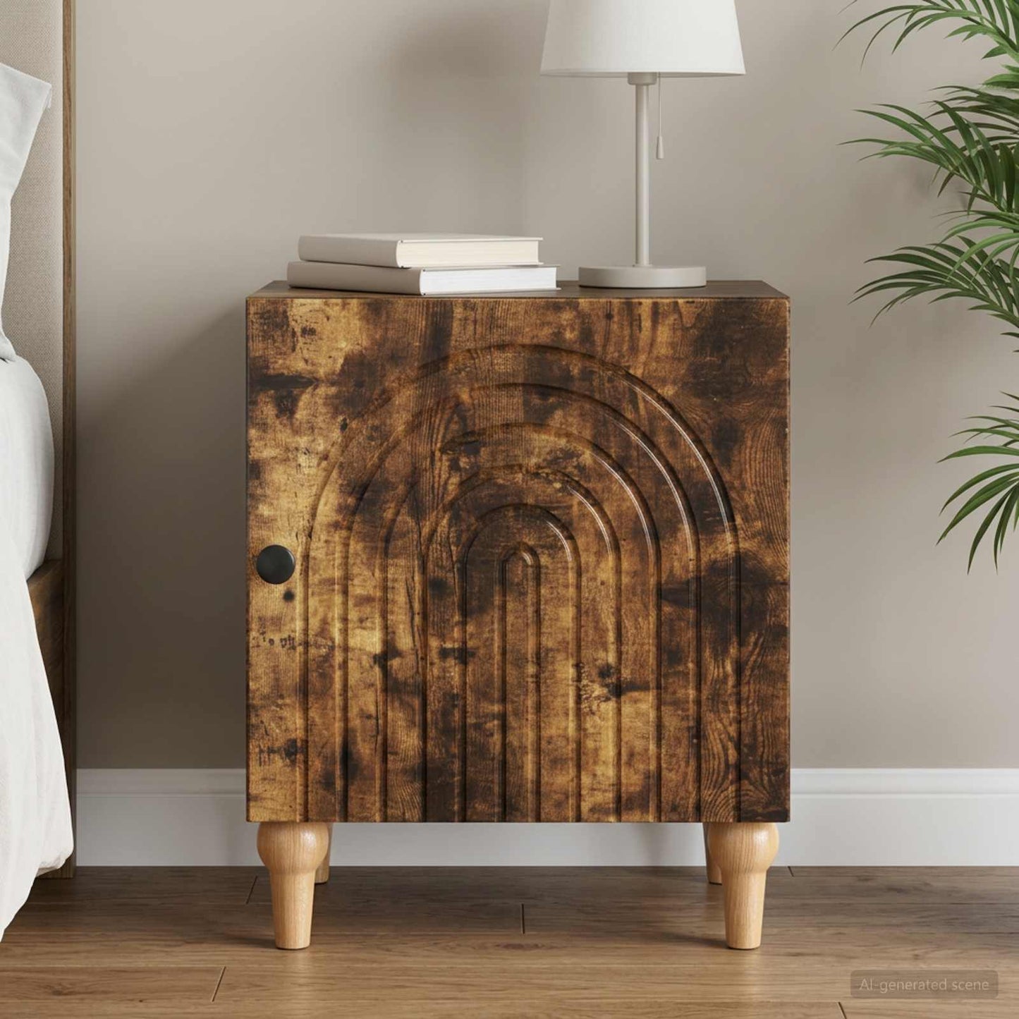 vidaXL Κομοδίνο Καπνισμένο Ξύλο Δρυός 43 x 34,5 x 50 εκ