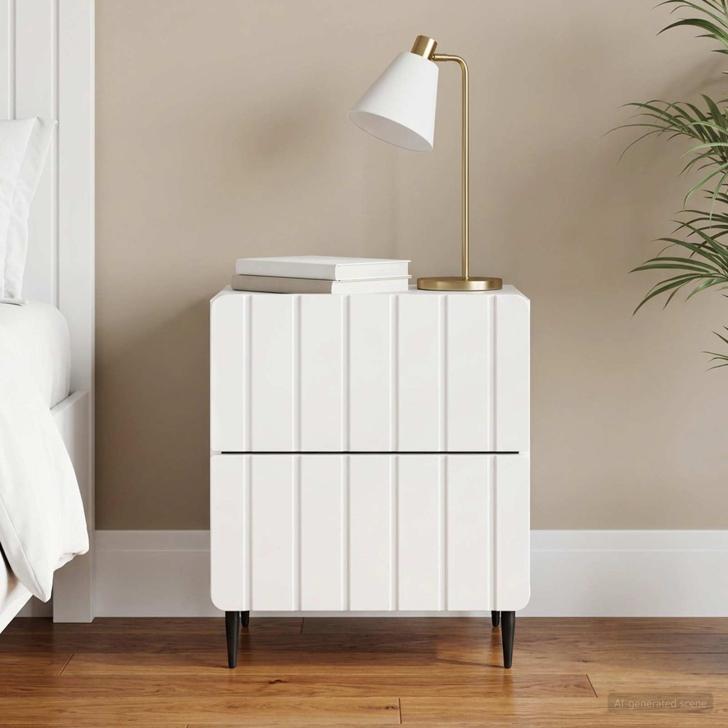 vidaXL Κομοδίνο Γυαλιστερό Λευκό 43 x 34,5 x 49,5 εκ