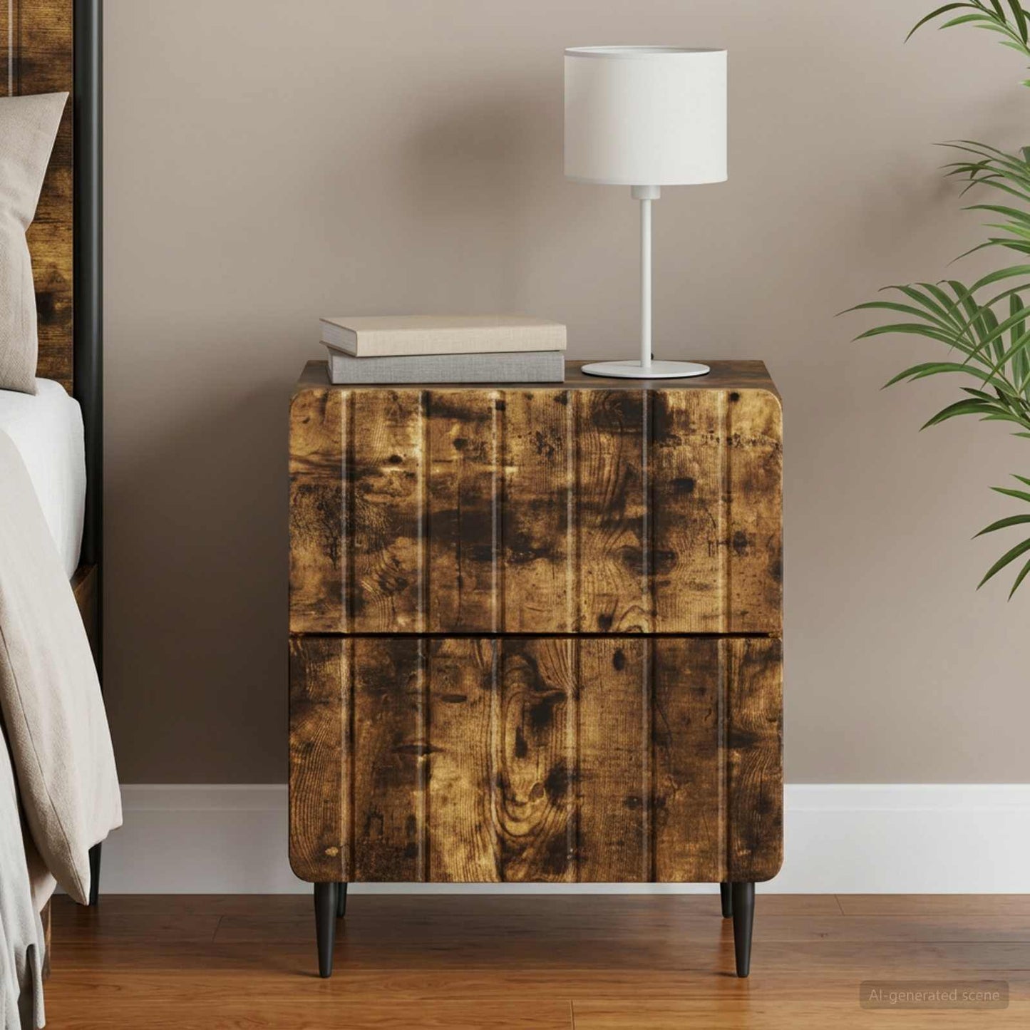 vidaXL Κομοδίνο Καπνισμένο Ξύλο Δρυός 43 x 34,5 x 49,5 εκ