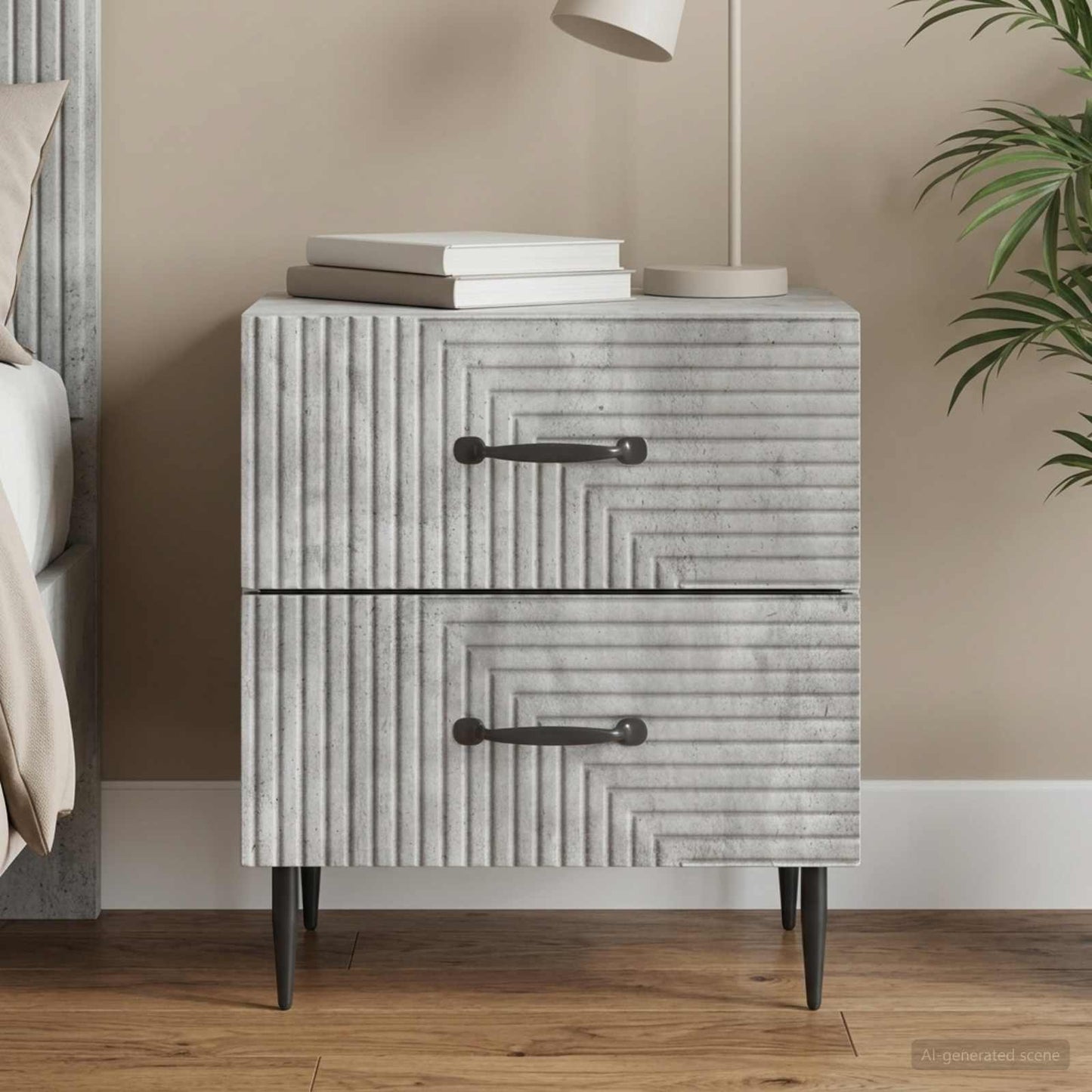 vidaXL Κομοδίνο Γκρι Σκυροδέματος 43 x 34,5 x 47,5 εκ