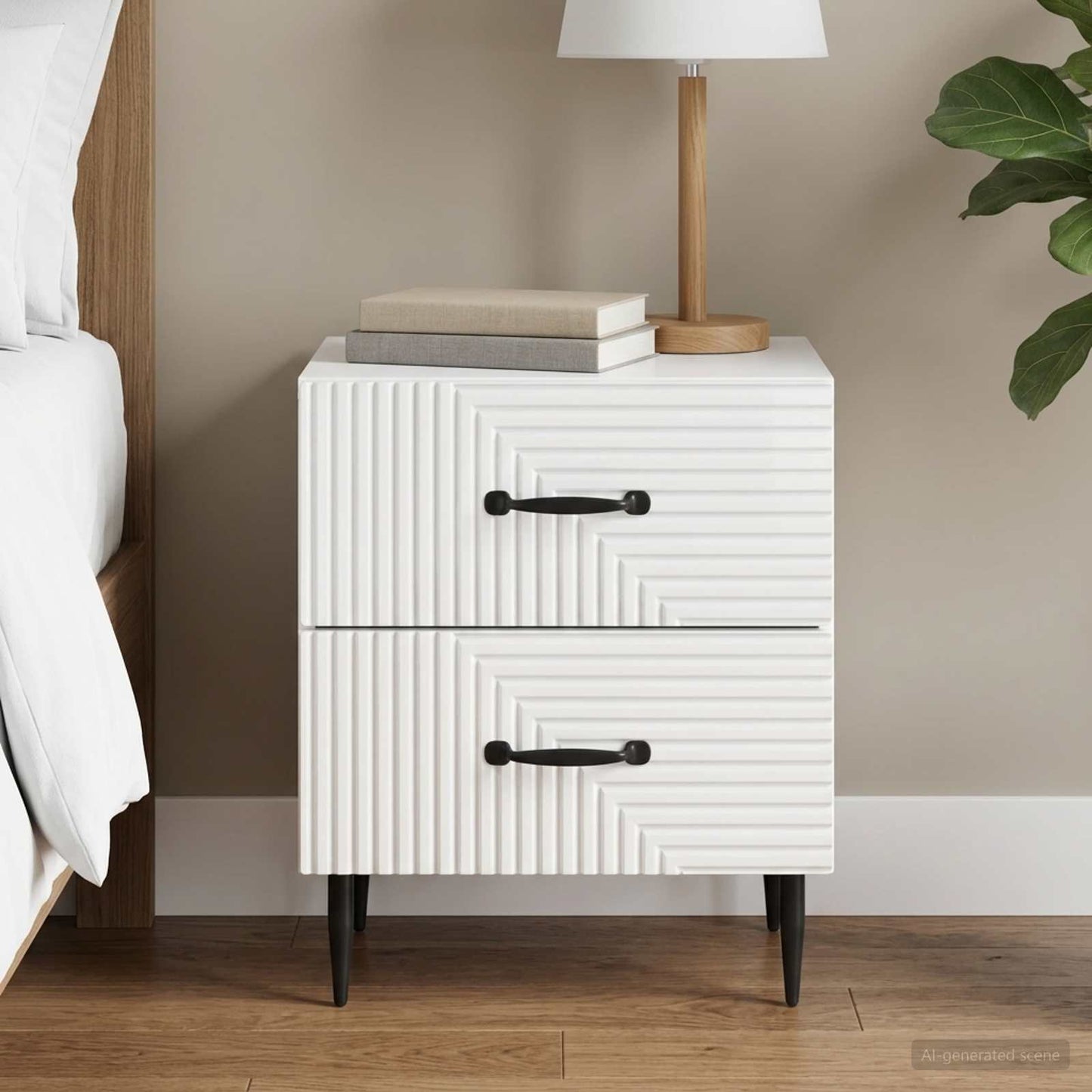 vidaXL Κομοδίνο Γυαλιστερό Λευκό 43 x 34,5 x 47,5 εκ