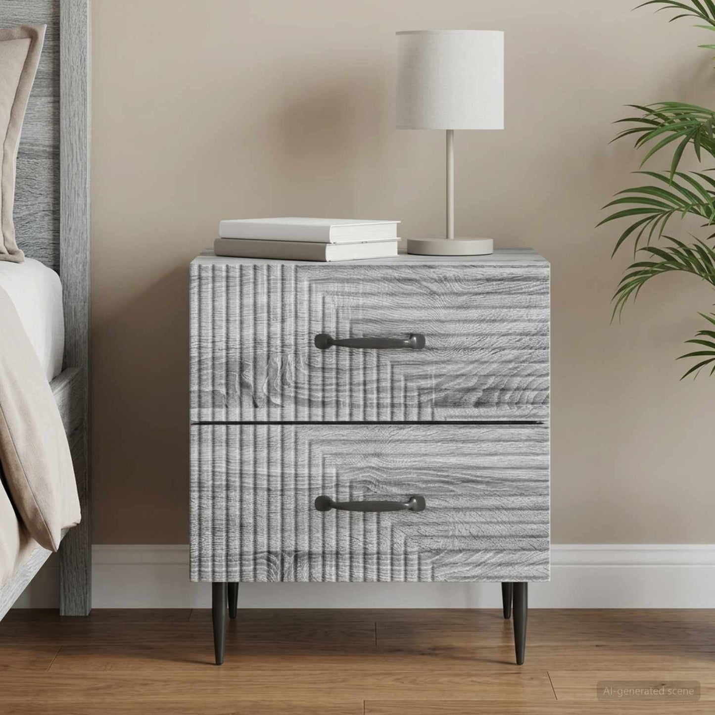 vidaXL Κομοδίνο Γκρι Sonoma 43 x 34,5 x 47,5 εκ Επεξεργασμένο Ξύλο